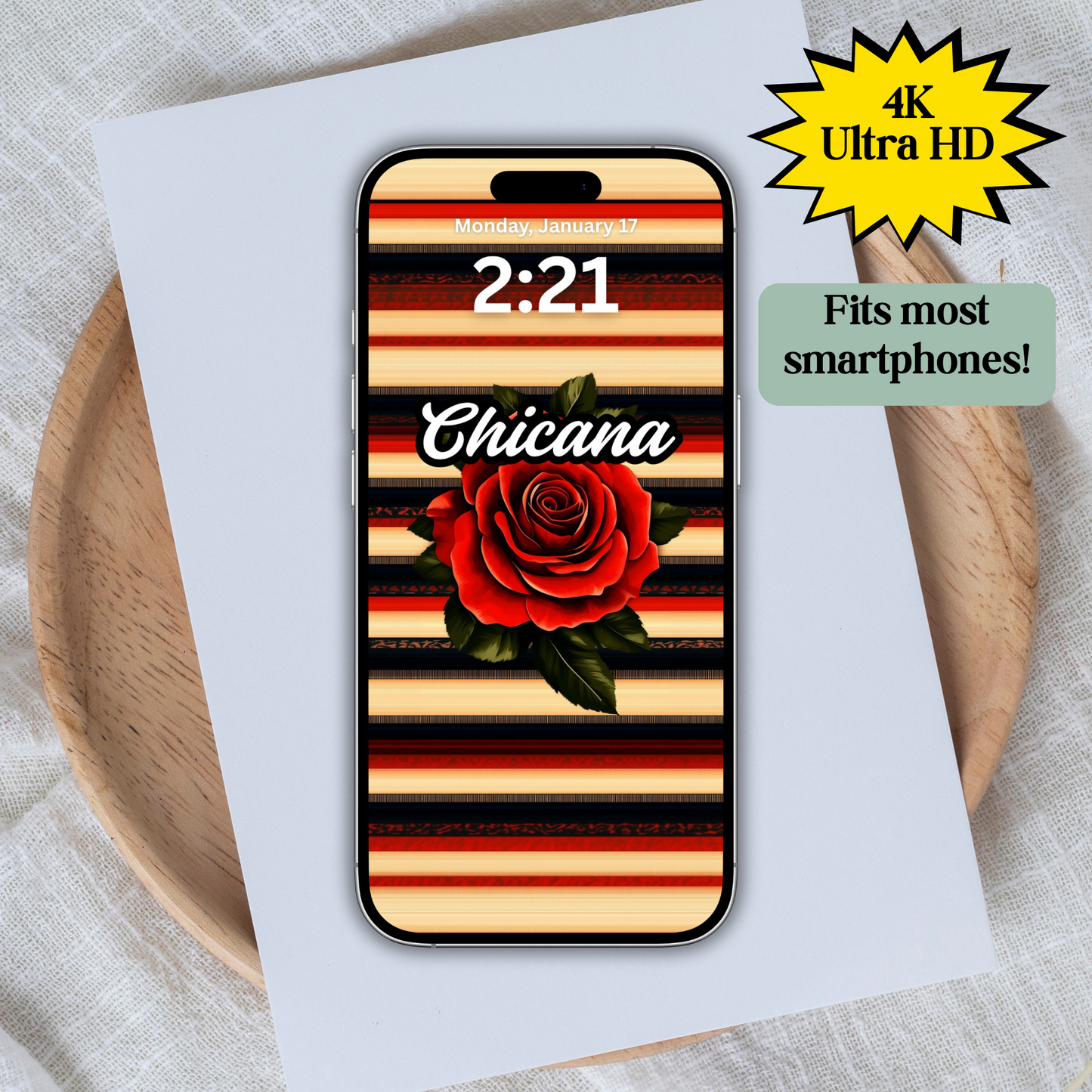 Chicana Wallpaper, Red Rose