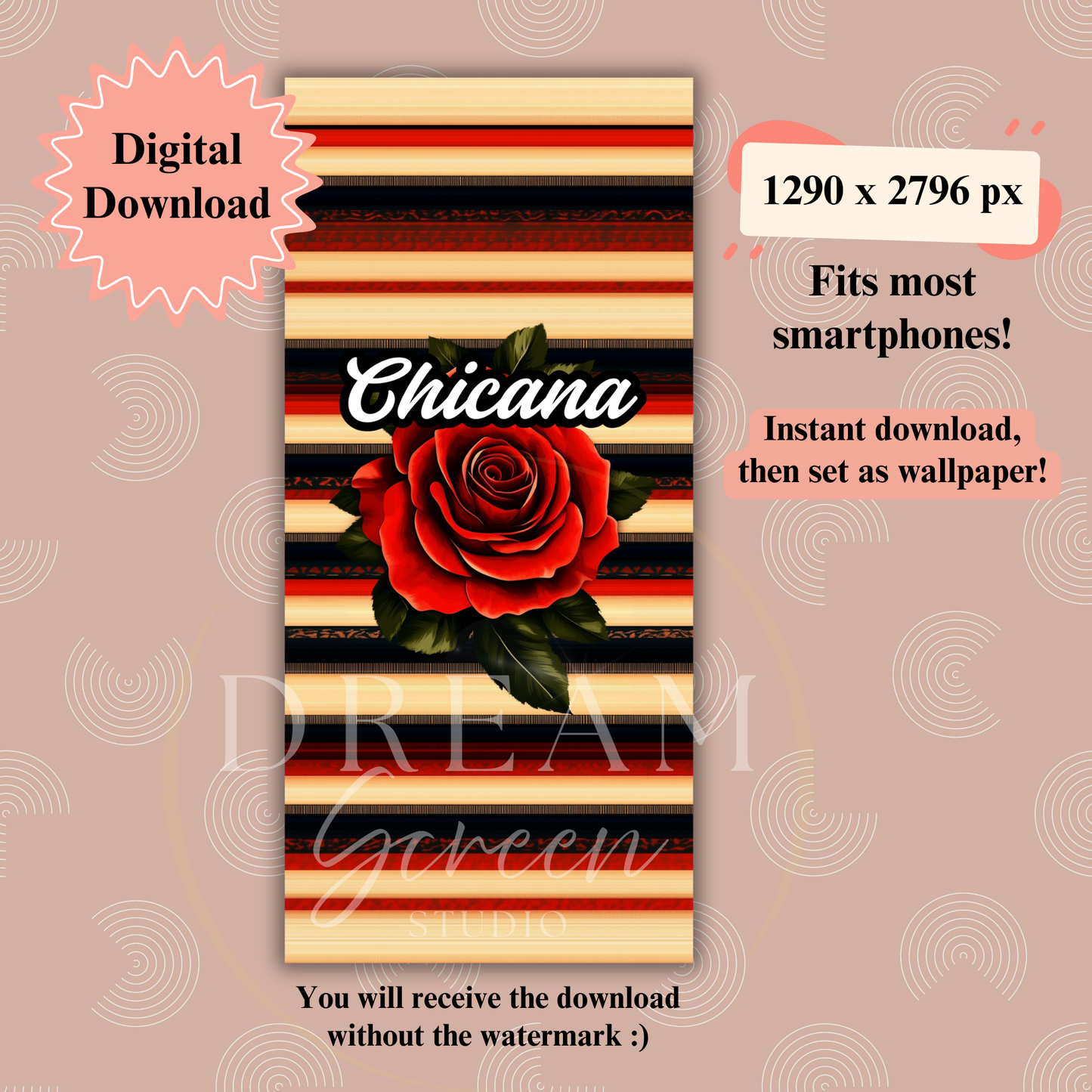 Chicana Wallpaper, Red Rose